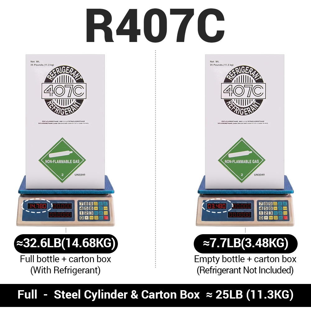25LB R407C R-407C Freon Refrigerant Gas